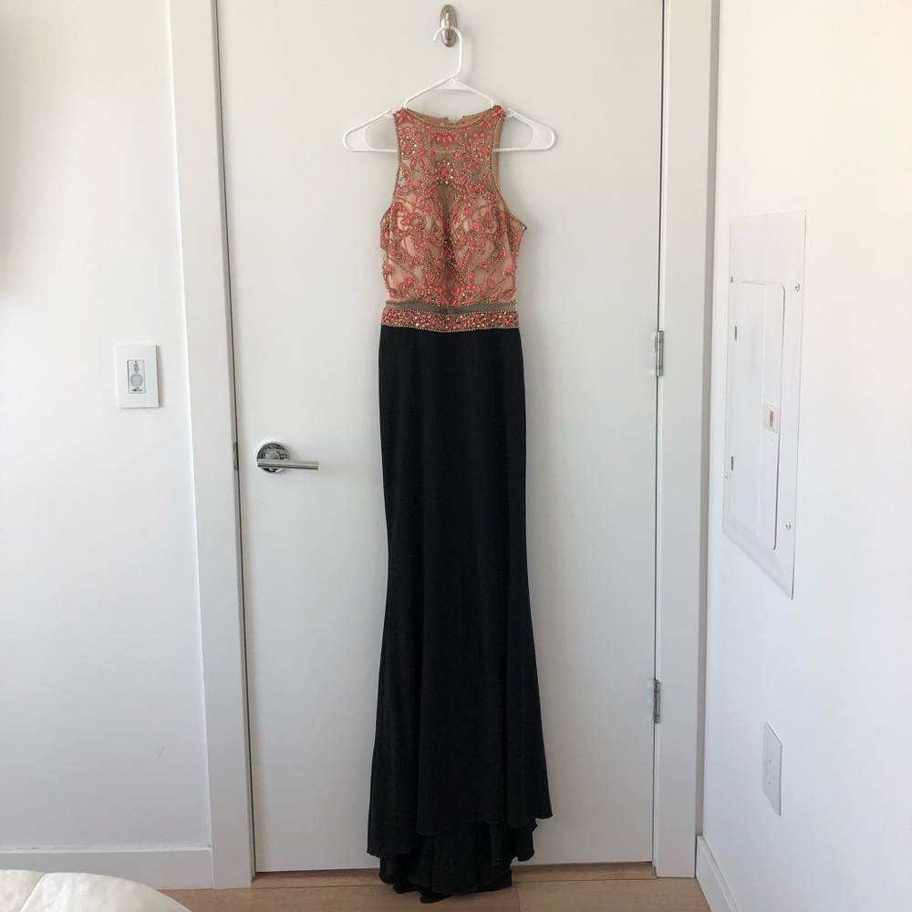 Long Sleeve Beading Prom Dress